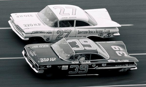 Junior Johnson racing at the Daytona 500 - 1960 (Midnight Moon Moonshine)